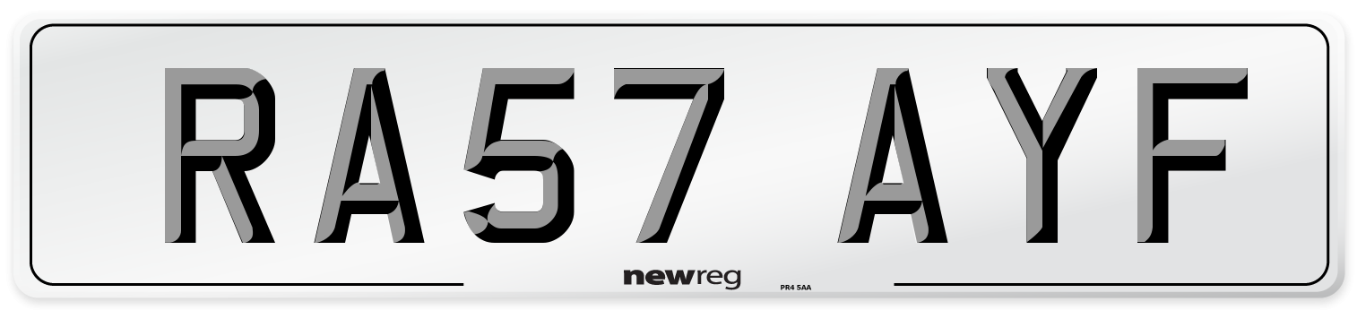 RA57 AYF Number Plate from New Reg